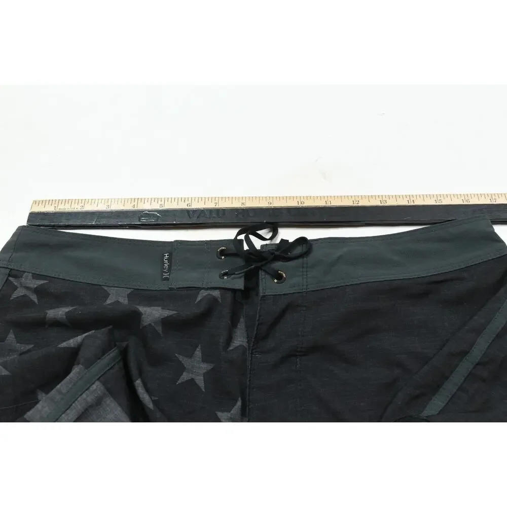 Hurley Phantom Board Shorts Mens 32 Gray Black American Flag Regular Fit Swim